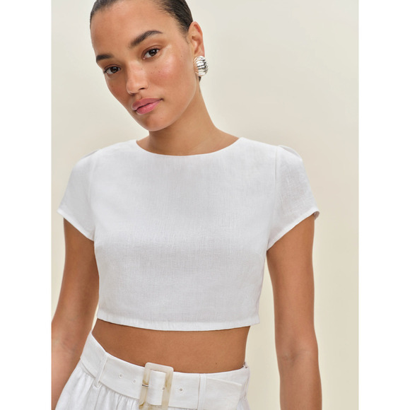 Reformation Niki Belted Linen Two Piece White New US 2 - Picture 2 of 9